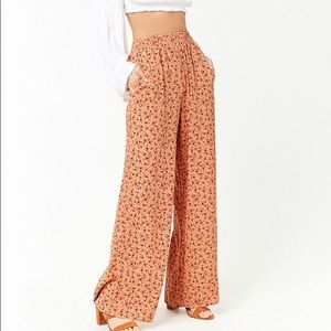 Forever 21 floral pants with cinch waist